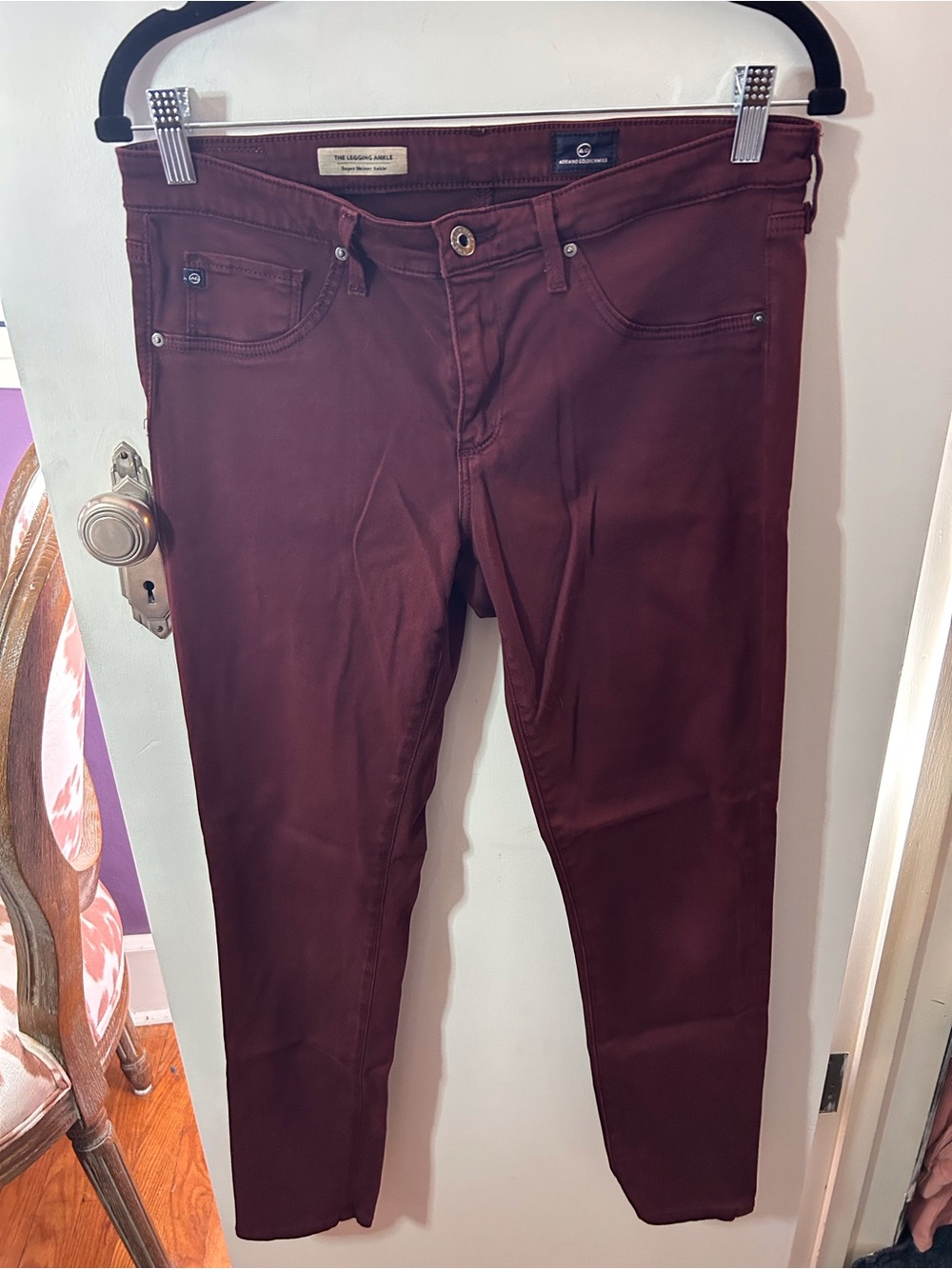 Ag Adriano Goldschmied Women's Maroon Ankle Jeans
